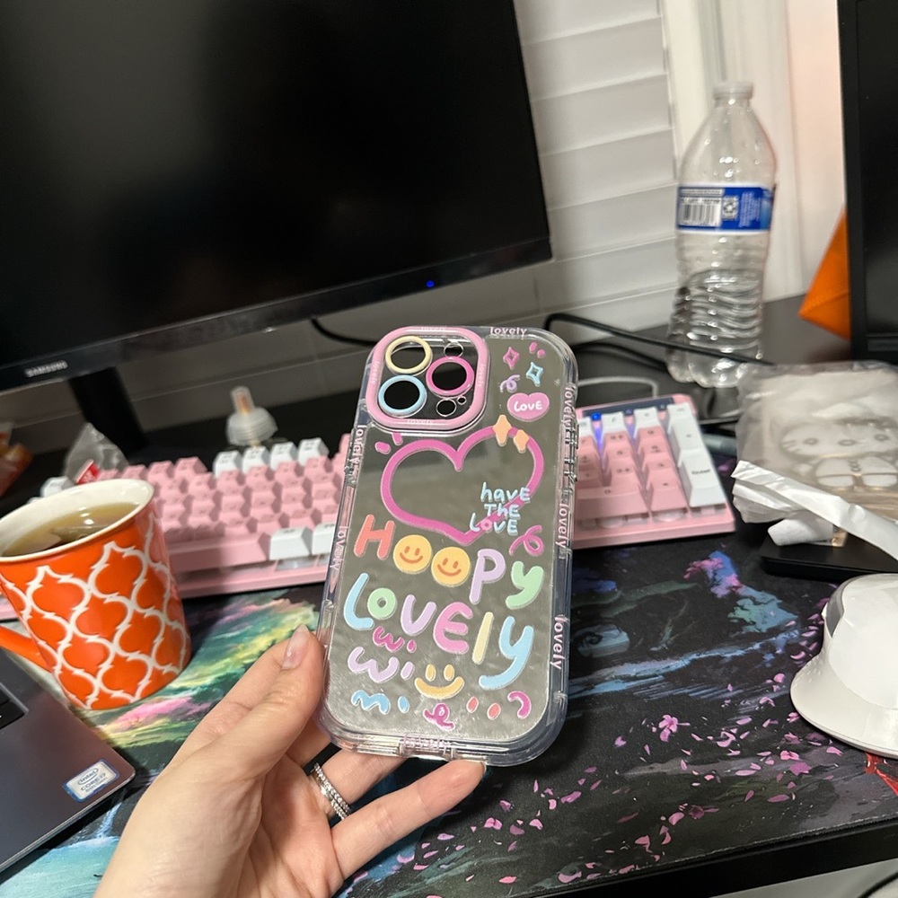 Iphone 14 pro max mirror cute case with positive words